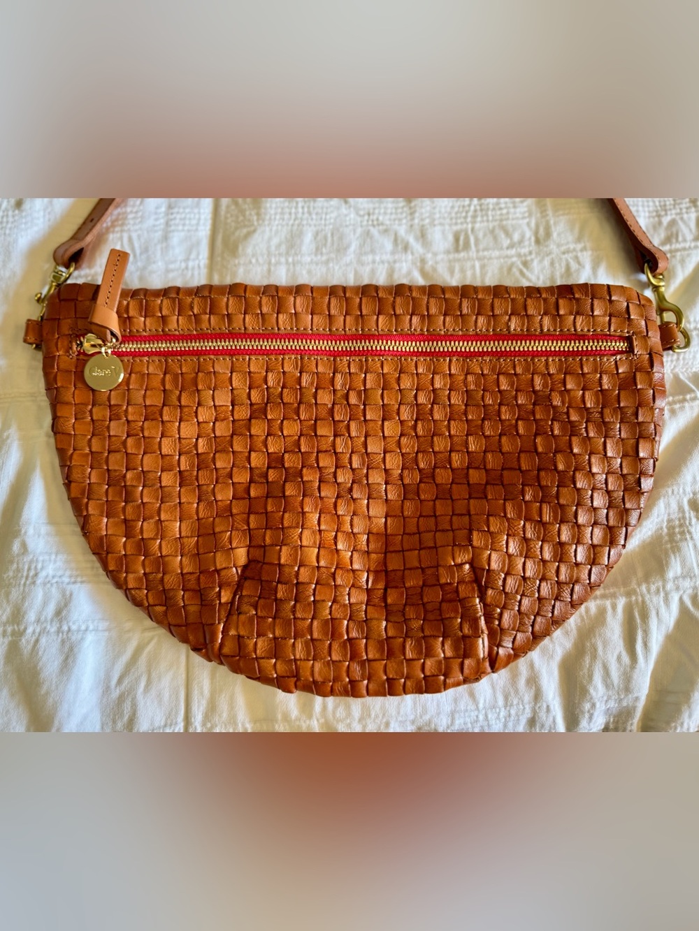 Clare V - Grande Fanny in Natural Woven with Red Zipper - Picture 2 of 6